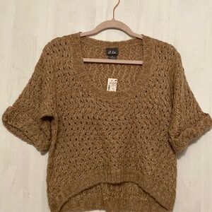 DOTS hi-low Khaki knit cropped sweater sz SMALL